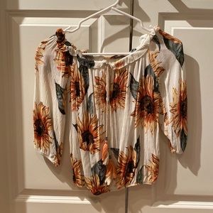 Sunflower off the shoulder cropped top